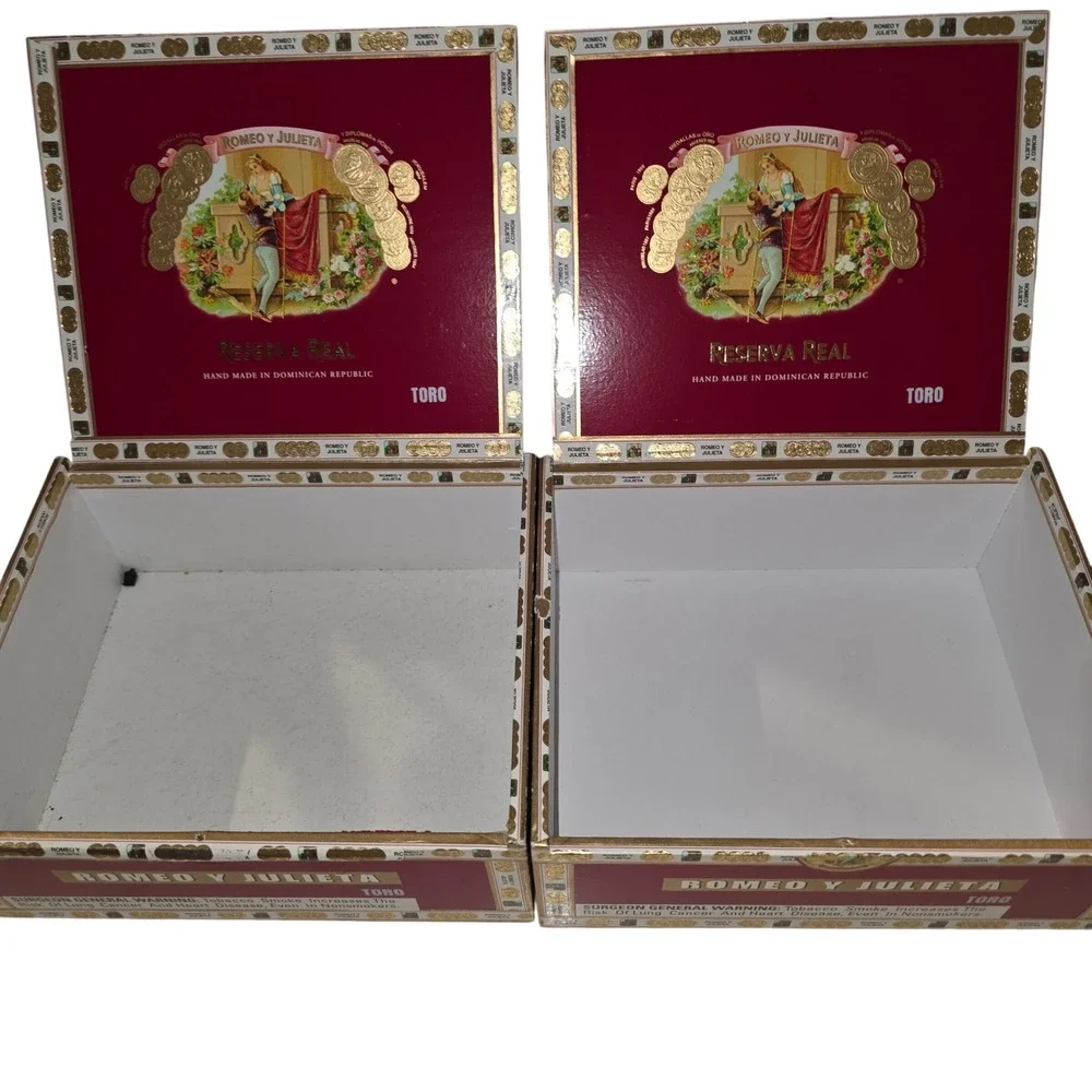 Collection of 6 Wooden Cigar Boxes Cohiba, Romeo y Julieta,Perdomo Primo del Rey